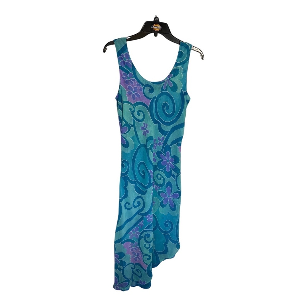Nikky M Dress Womens Size Medium Blue Asymetrical Hem Floral Chiffon Sleeveless - Picture 4 of 5